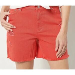 NEW Candace Cameron Bure QVC Petite Pacific Denim Short 20P CHERRY Summer Casual